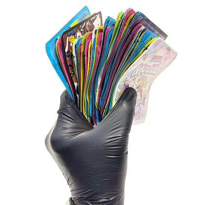 50 Pack 3.5g Thick Sticker Mylar Bags Premium Smell Proof Packaging Mix - Assorted Pack