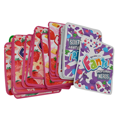 32 Pack - 3.5g Thick Sticker Mylar Bags - Premium Smell Proof Packaging Mix - Fanta Fun Set