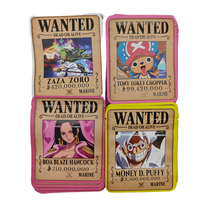 32 Pack - 3.5g Thick Sticker Mylar Bags - Premium Smell Proof Packaging Mix - Wanted Set