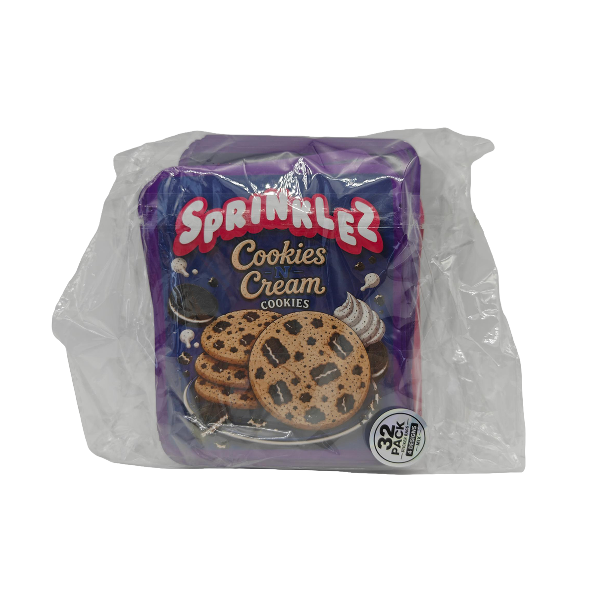 32 Pack - 3.5g Thick Sticker Mylar Bags - Premium Smell Proof Packaging Mix - Sprinklez Cookies