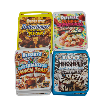 32 Pack - 3.5g Thick Sticker Mylar Bags - Premium Smell Proof Packaging Mix - Dessertz Sweets Set