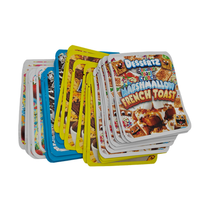 32 Pack - 3.5g Thick Sticker Mylar Bags - Premium Smell Proof Packaging Mix - Dessertz Sweets Set
