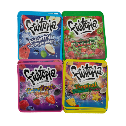 32 Pack - 3.5g Thick Sticker Mylar Bags - Premium Smell Proof Packaging Mix - Frutopia Drinks