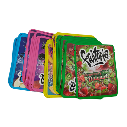 32 Pack - 3.5g Thick Sticker Mylar Bags - Premium Smell Proof Packaging Mix - Frutopia Drinks