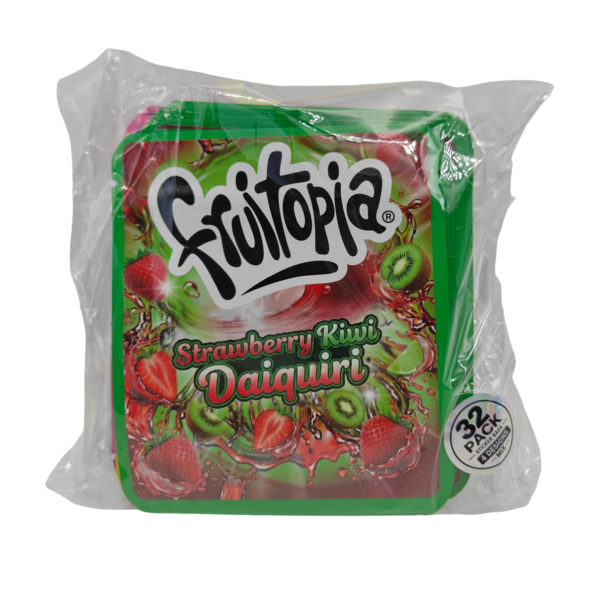 32 Pack - 3.5g Thick Sticker Mylar Bags - Premium Smell Proof Packaging Mix - Frutopia Drinks