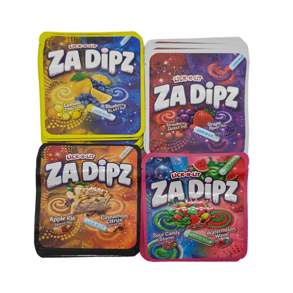 32 Pack - 3.5g Thick Sticker Mylar Bags - Premium Smell Proof Packaging Mix - Za Dips
