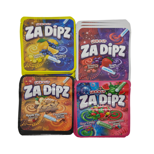 32 Pack - 3.5g Thick Sticker Mylar Bags - Premium Smell Proof Packaging Mix - Za Dips