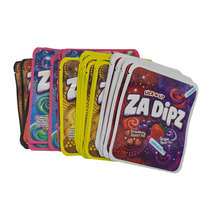 32 Pack - 3.5g Thick Sticker Mylar Bags - Premium Smell Proof Packaging Mix - Za Dips