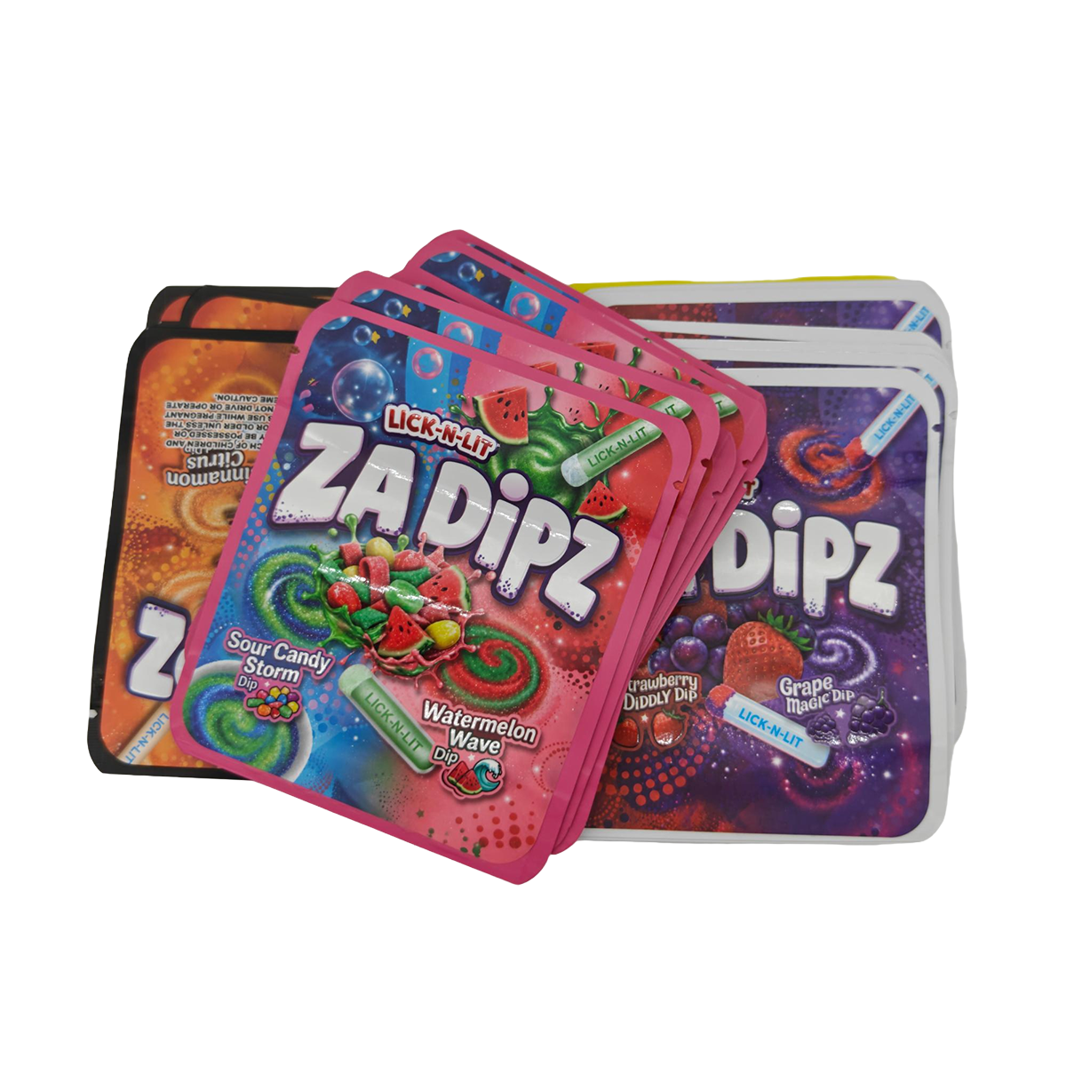 32 Pack - 3.5g Thick Sticker Mylar Bags - Premium Smell Proof Packaging Mix - Za Dips