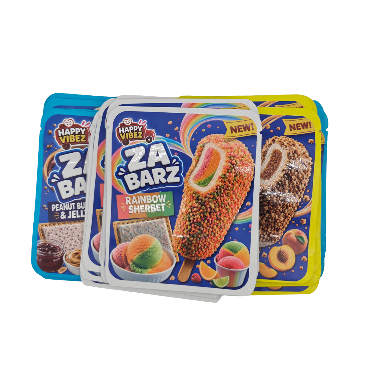 32 Pack - 3.5g Thick Sticker Mylar Bags - Premium Smell Proof Packaging Mix - Za Barz