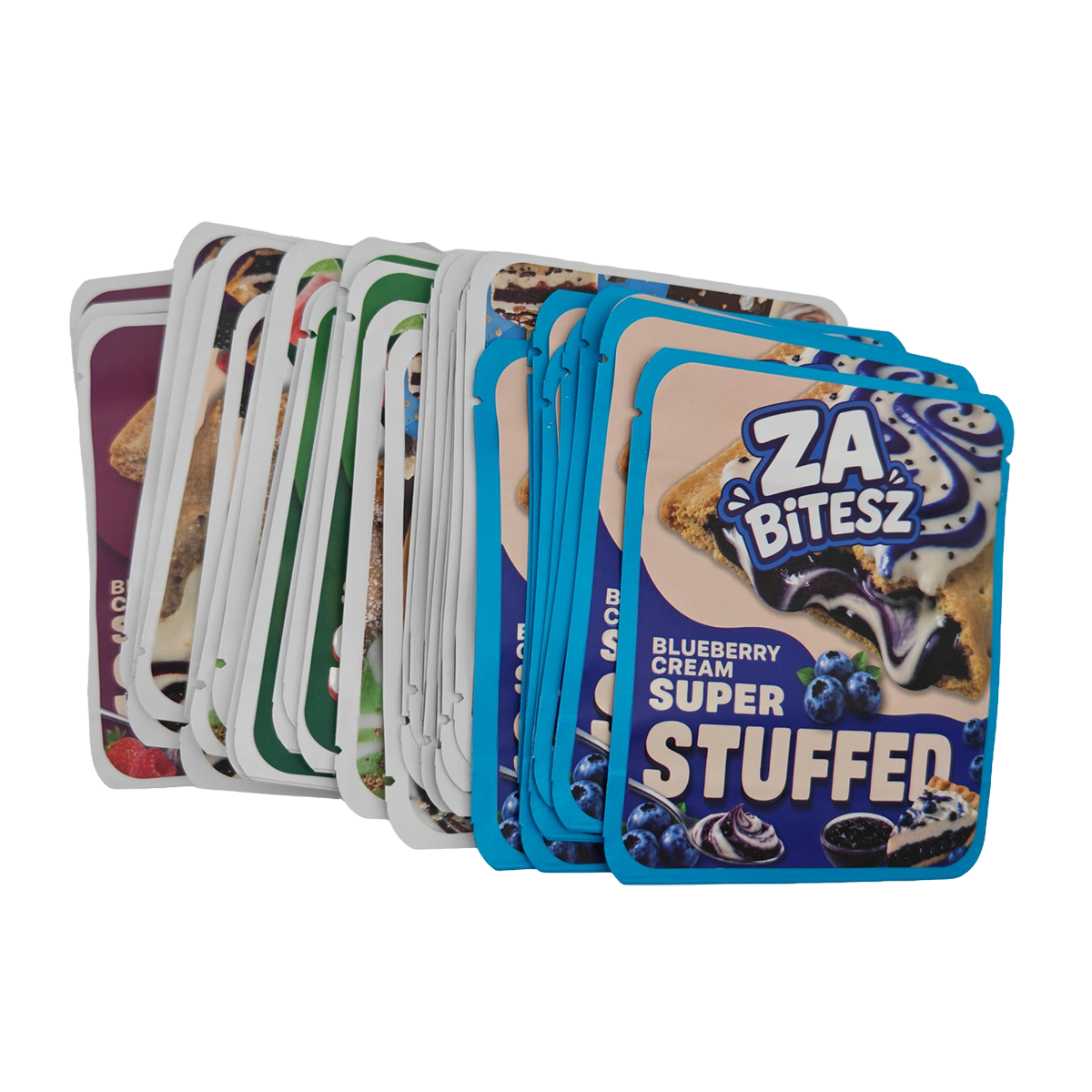 32 Pack - 3.5g Thick Sticker Mylar Bags - Premium Smell Proof Packaging Mix - Za Bitesz