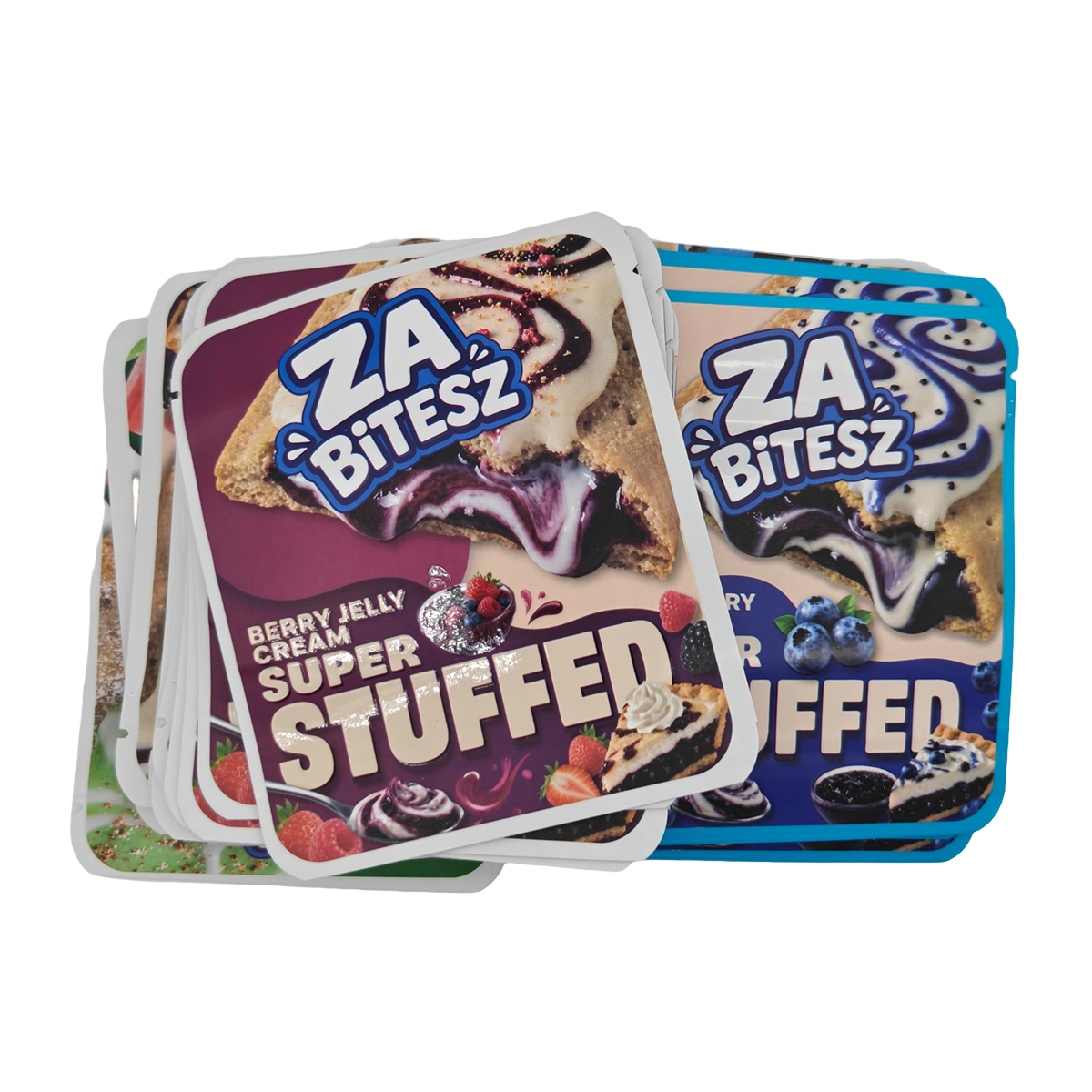 32 Pack - 3.5g Thick Sticker Mylar Bags - Premium Smell Proof Packaging Mix - Za Bitesz