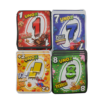 32 Pack - 3.5g Thick Sticker Mylar Bags - Premium Smell Proof Packaging Mix - Unoz Basic Set