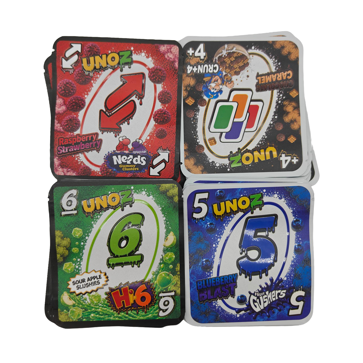 32 Pack - 3.5g Thick Sticker Mylar Bags - Premium Smell Proof Packaging Mix - Unoz Fun Set