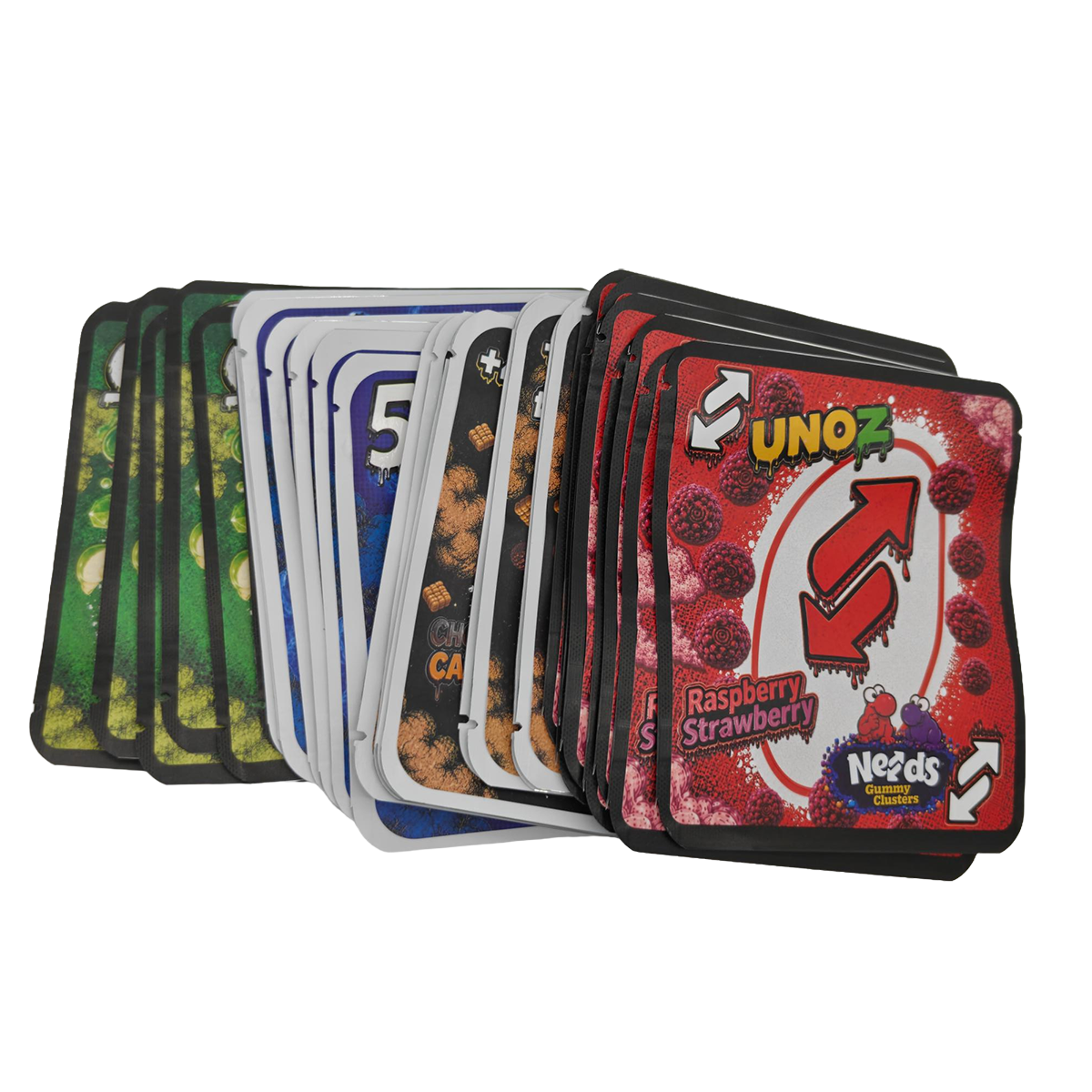 32 Pack - 3.5g Thick Sticker Mylar Bags - Premium Smell Proof Packaging Mix - Unoz Fun Set