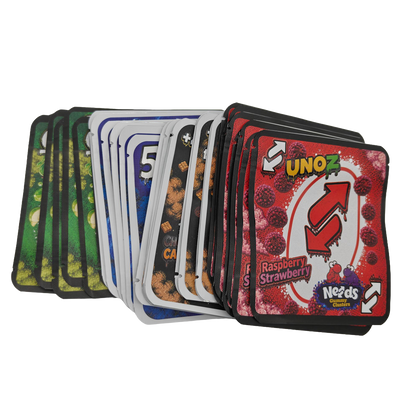 32 Pack - 3.5g Thick Sticker Mylar Bags - Premium Smell Proof Packaging Mix - Unoz Fun Set