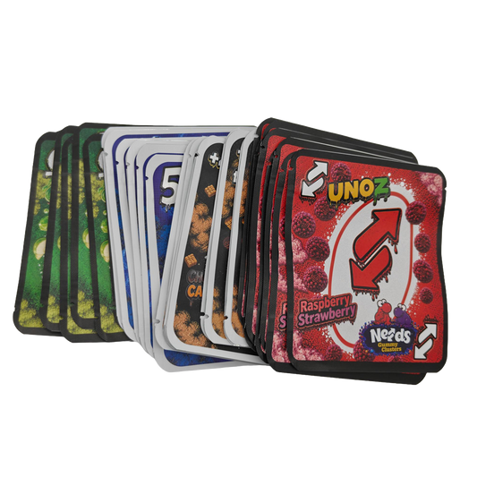 32 Pack - 3.5g Thick Sticker Mylar Bags - Premium Smell Proof Packaging Mix - Unoz Fun Set