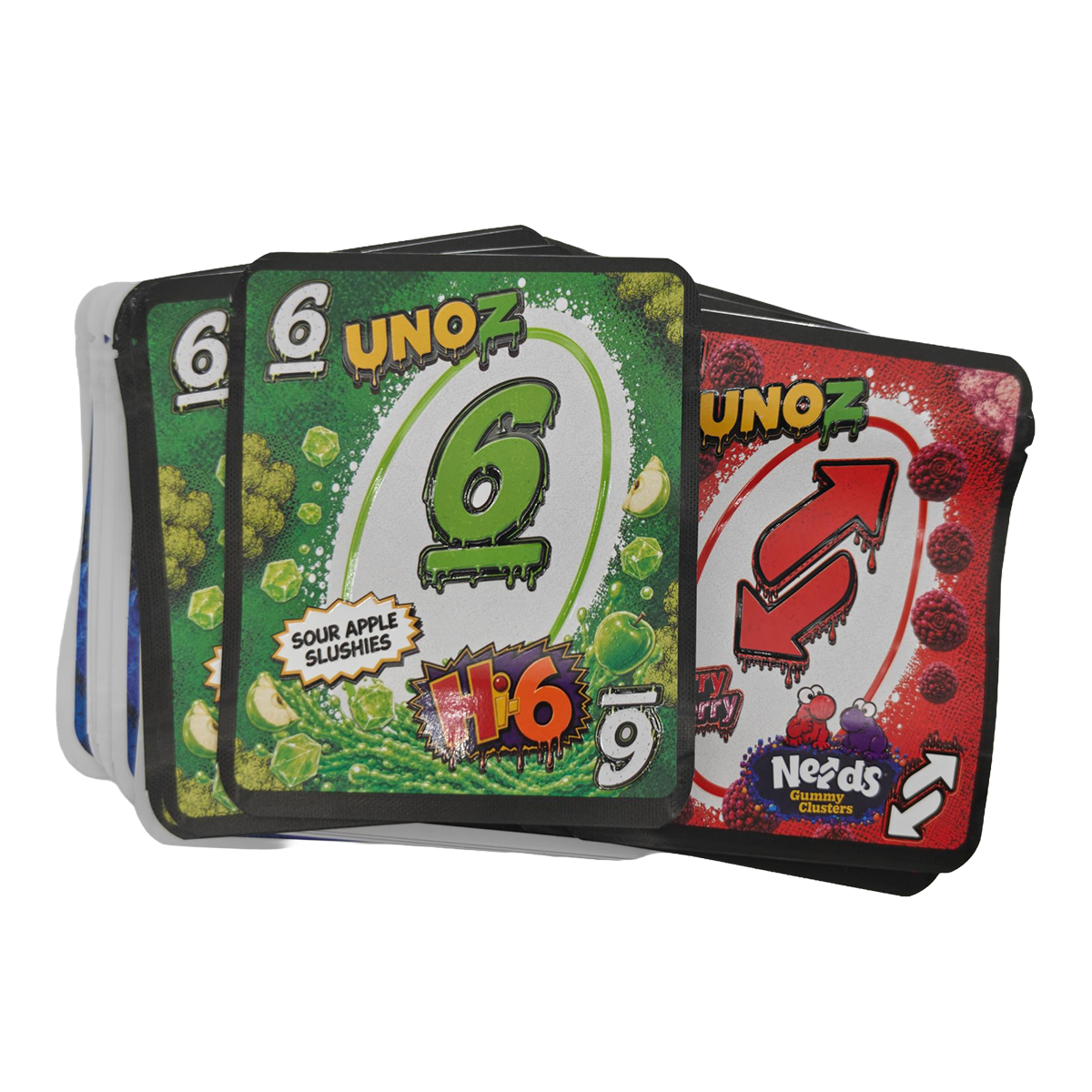 32 Pack - 3.5g Thick Sticker Mylar Bags - Premium Smell Proof Packaging Mix - Unoz Fun Set
