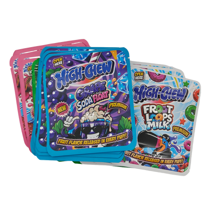 32 Pack - 3.5g Thick Sticker Mylar Bags - Premium Smell Proof Packaging Mix - Hi-Chew Candy