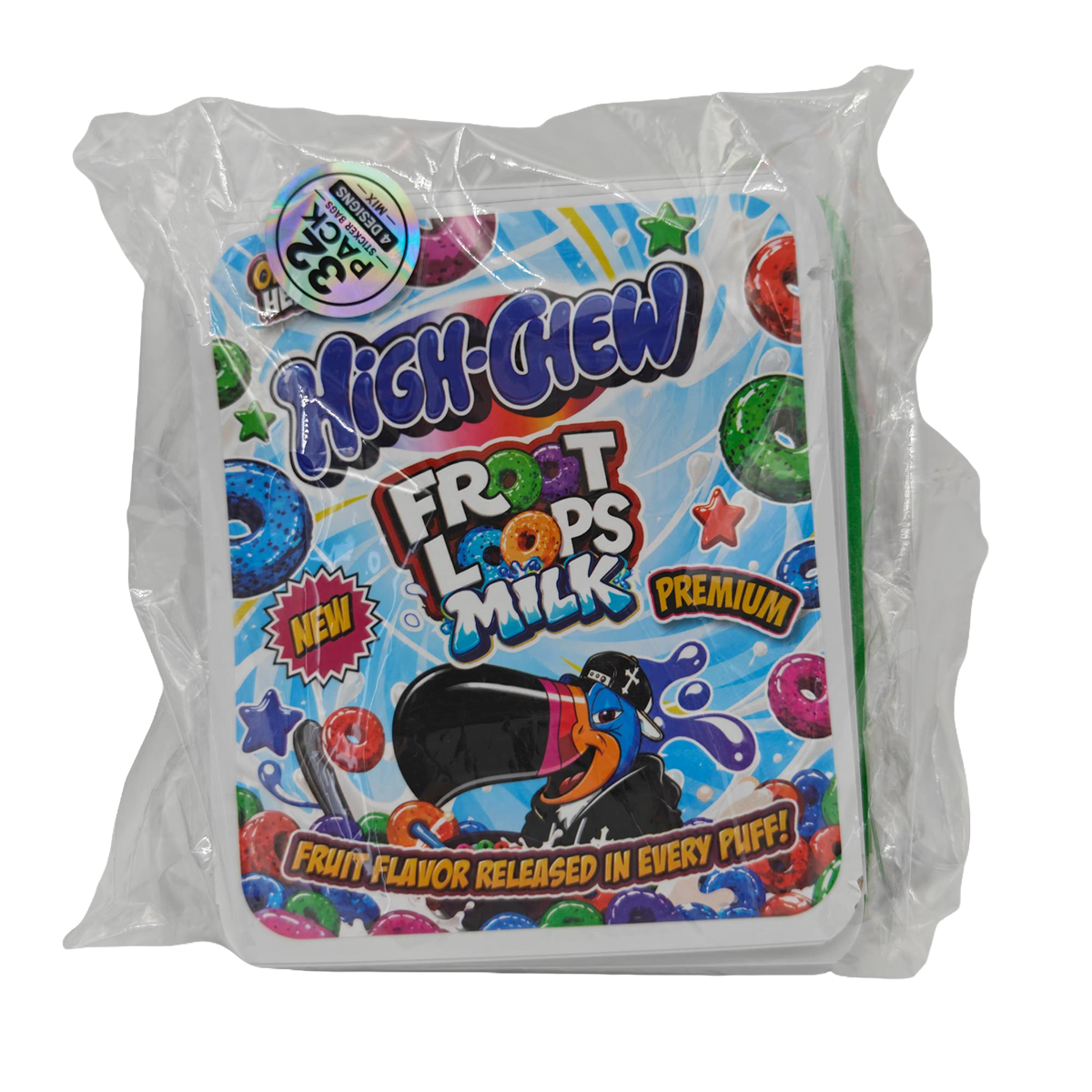 32 Pack - 3.5g Thick Sticker Mylar Bags - Premium Smell Proof Packaging Mix - Hi-Chew Candy