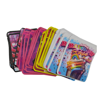 32 Pack - 3.5g Thick Sticker Mylar Bags - Premium Smell Proof Packaging Mix - Sprinklez Sweet Set