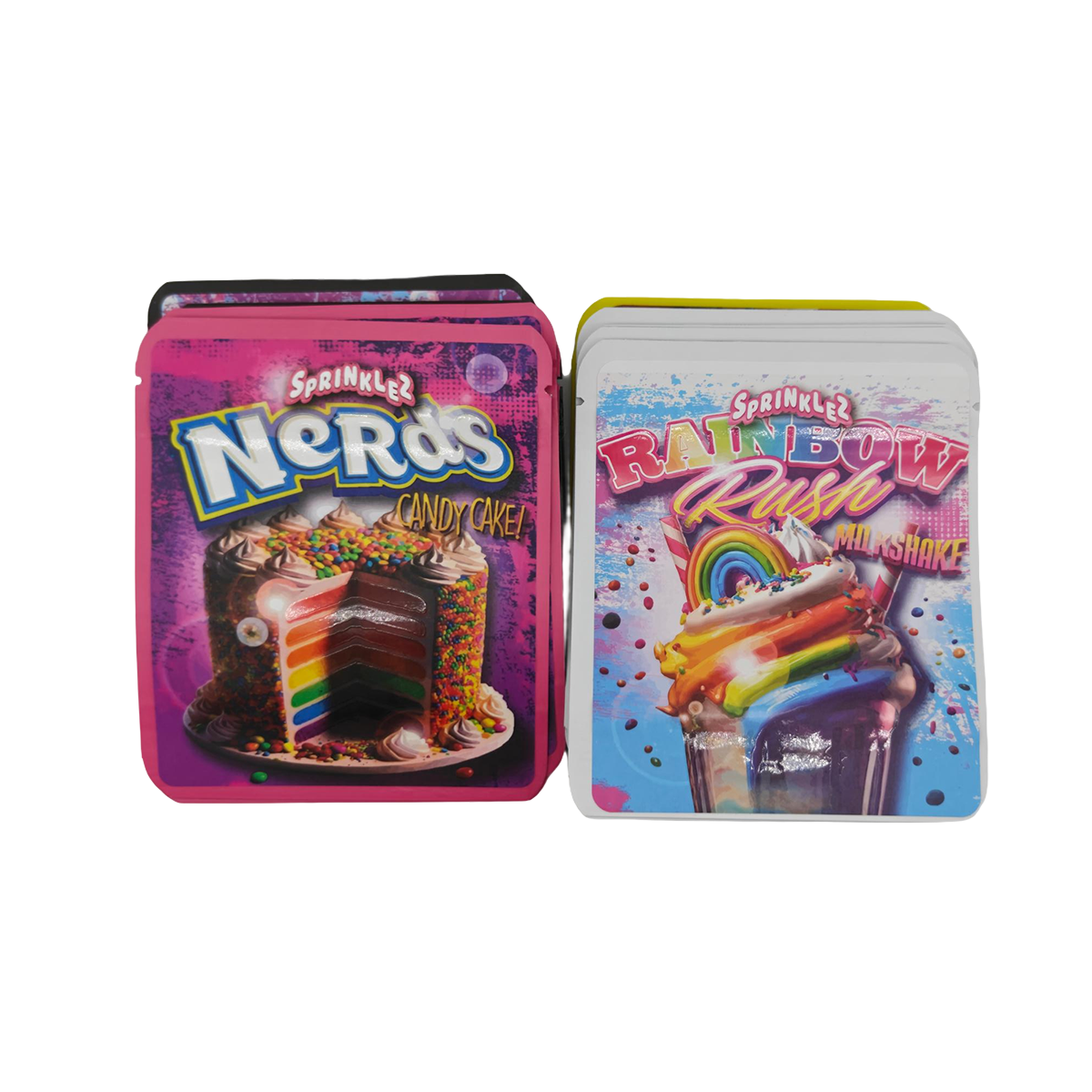 32 Pack - 3.5g Thick Sticker Mylar Bags - Premium Smell Proof Packaging Mix - Sprinklez Sweet Set