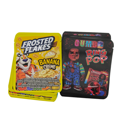 32 Pack - 3.5g Thick Sticker Mylar Bags - Premium Smell Proof Packaging Mix - Gumbo Set