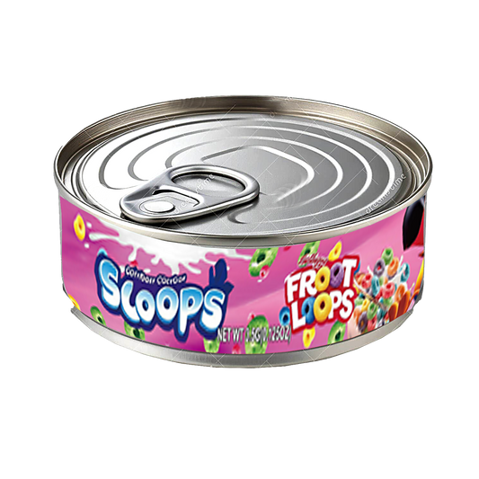 12 Pack - 3.5G Tin Can Style Metal Pull-Top Decorative Storage Containers with Lids - Scoop Froot Loops