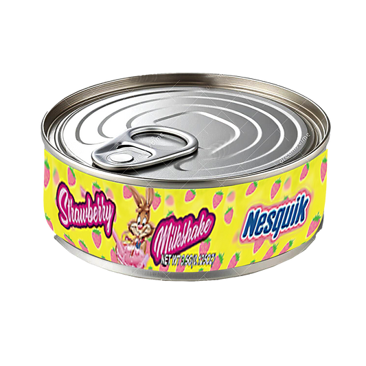 12 Pack - 3.5G Tin Can Style Metal Pull-Top Decorative Storage Containers with Lids - Nesquik Strawberry Milkshake
