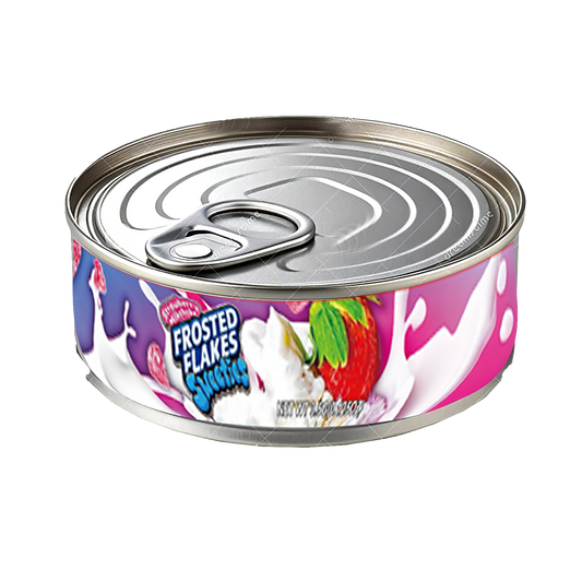 12 Pack - 3.5G Tin Can Style Metal Pull-Top Decorative Storage Containers with Lids - Frosted Flakes Sweeties