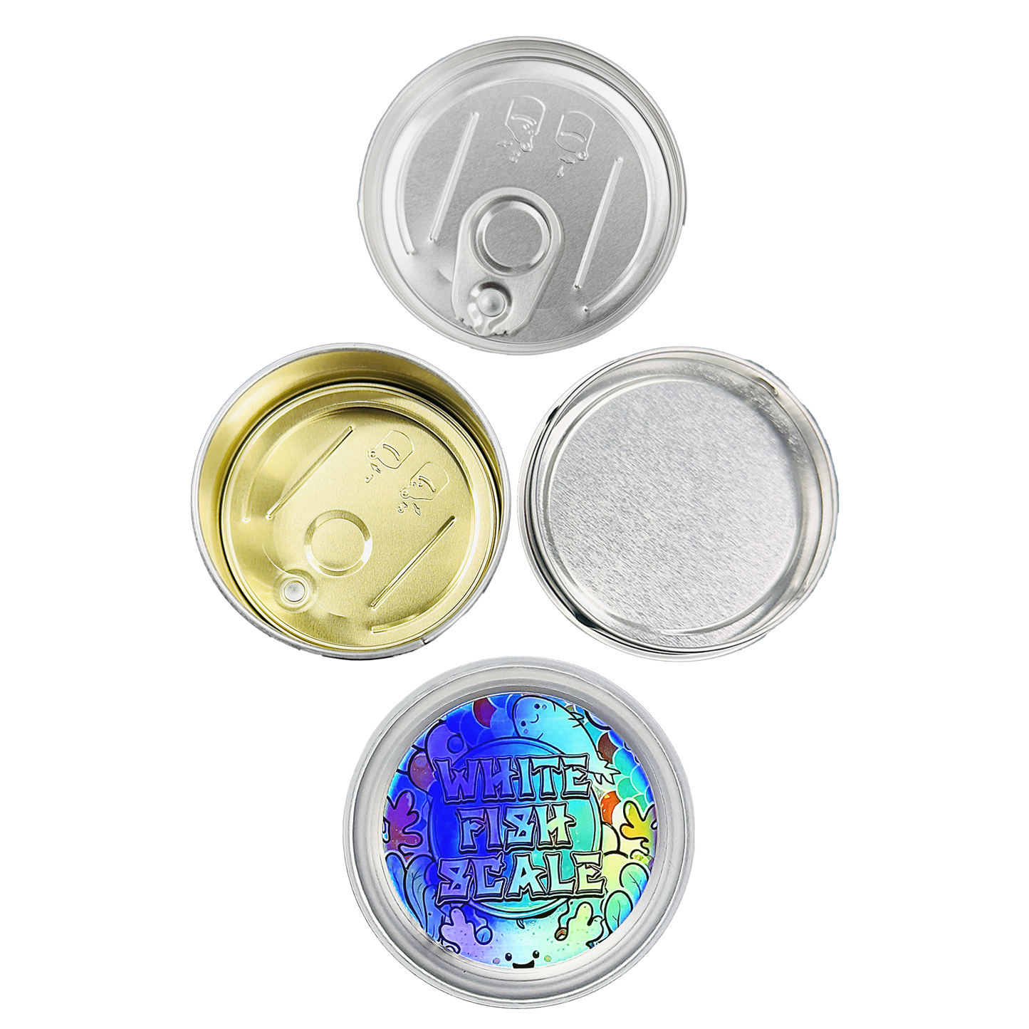 12 Pack - 3.5G Tin Can Style Metal Pull-Top Decorative Storage Containers with Lids - White Fish Scale