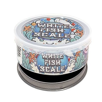 12 Pack - 3.5G Tin Can Style Metal Pull-Top Decorative Storage Containers with Lids - White Fish Scale