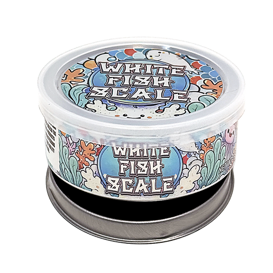 12 Pack - 3.5G Tin Can Style Metal Pull-Top Decorative Storage Containers with Lids - White Fish Scale
