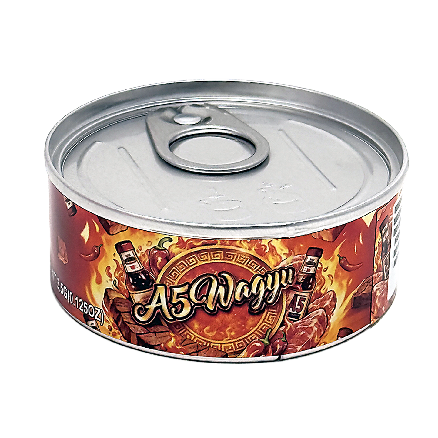 12 Pack - 3.5G Tin Can Style Metal Pull-Top Decorative Storage Containers with Lids - A5 Wagyu