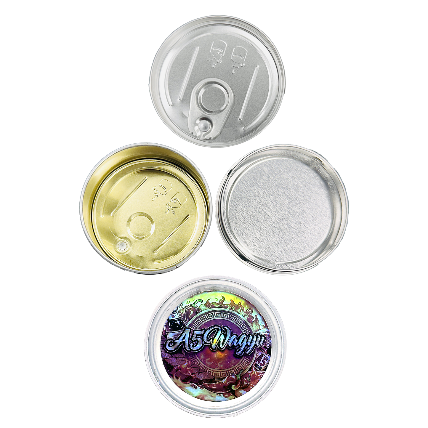 12 Pack - 3.5G Tin Can Style Metal Pull-Top Decorative Storage Containers with Lids - A5 Wagyu