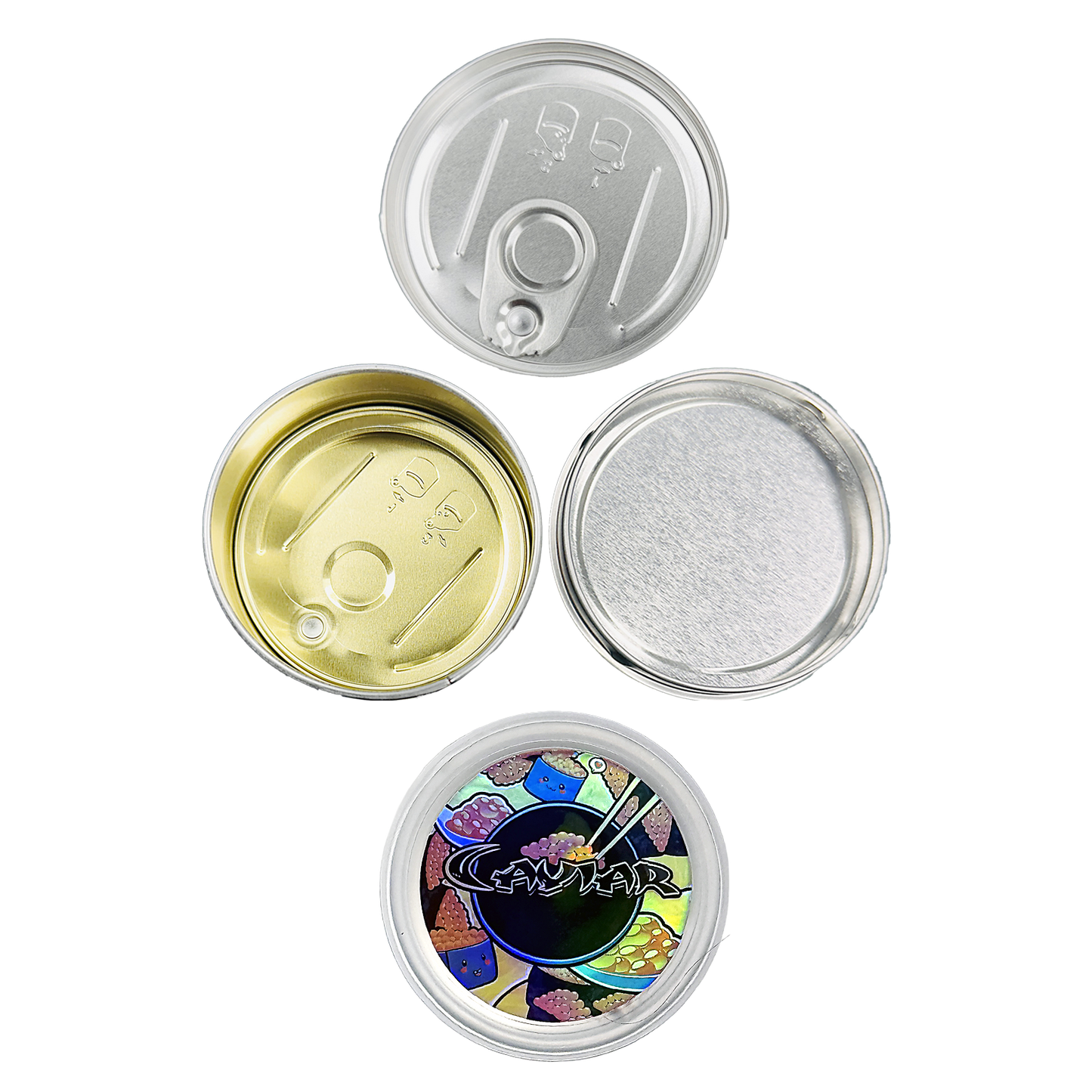 12 Pack - 3.5G Tin Can Style Metal Pull-Top Decorative Storage Containers with Lids - Caviar