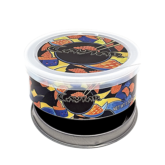 12 Pack - 3.5G Tin Can Style Metal Pull-Top Decorative Storage Containers with Lids - Caviar