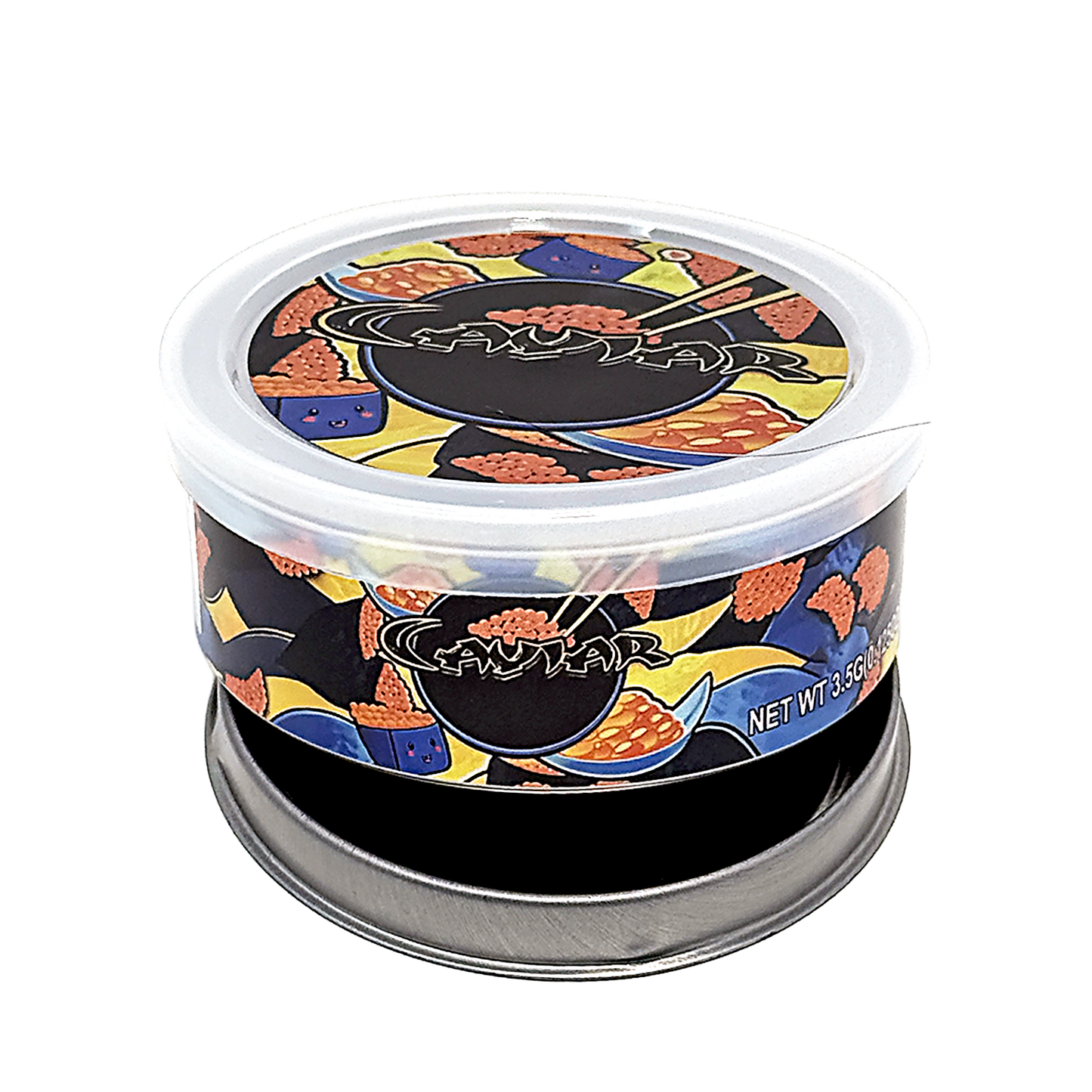 12 Pack - 3.5G Tin Can Style Metal Pull-Top Decorative Storage Containers with Lids - Caviar