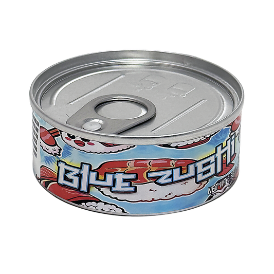 12 Pack - 3.5G Tin Can Style Metal Pull-Top Decorative Storage Containers with Lids - Blue Zushi