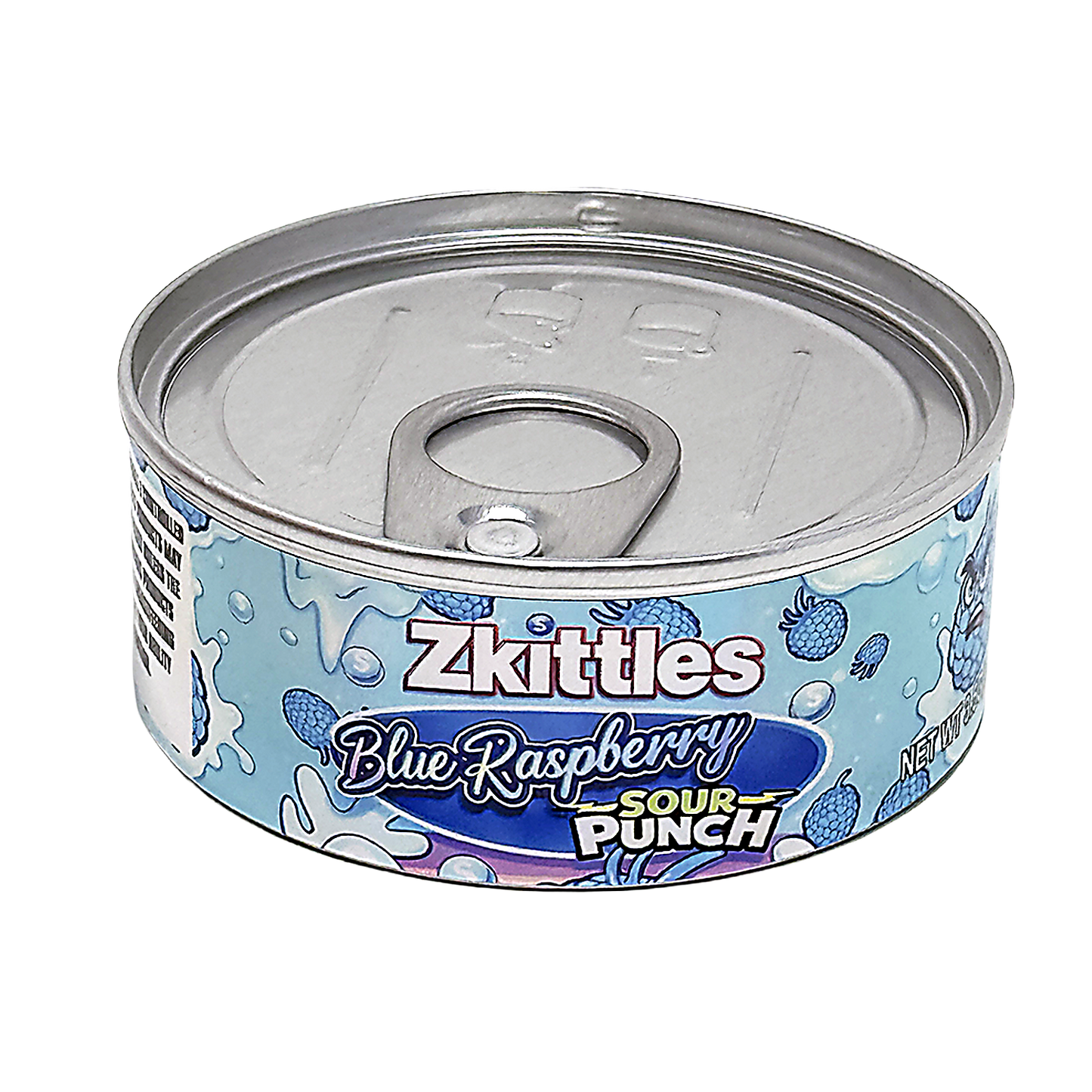 12 Pack - 3.5G Tin Can Style Metal Pull-Top Decorative Storage Containers with Lids - Zkittles Blue Raspberry Sour Punch
