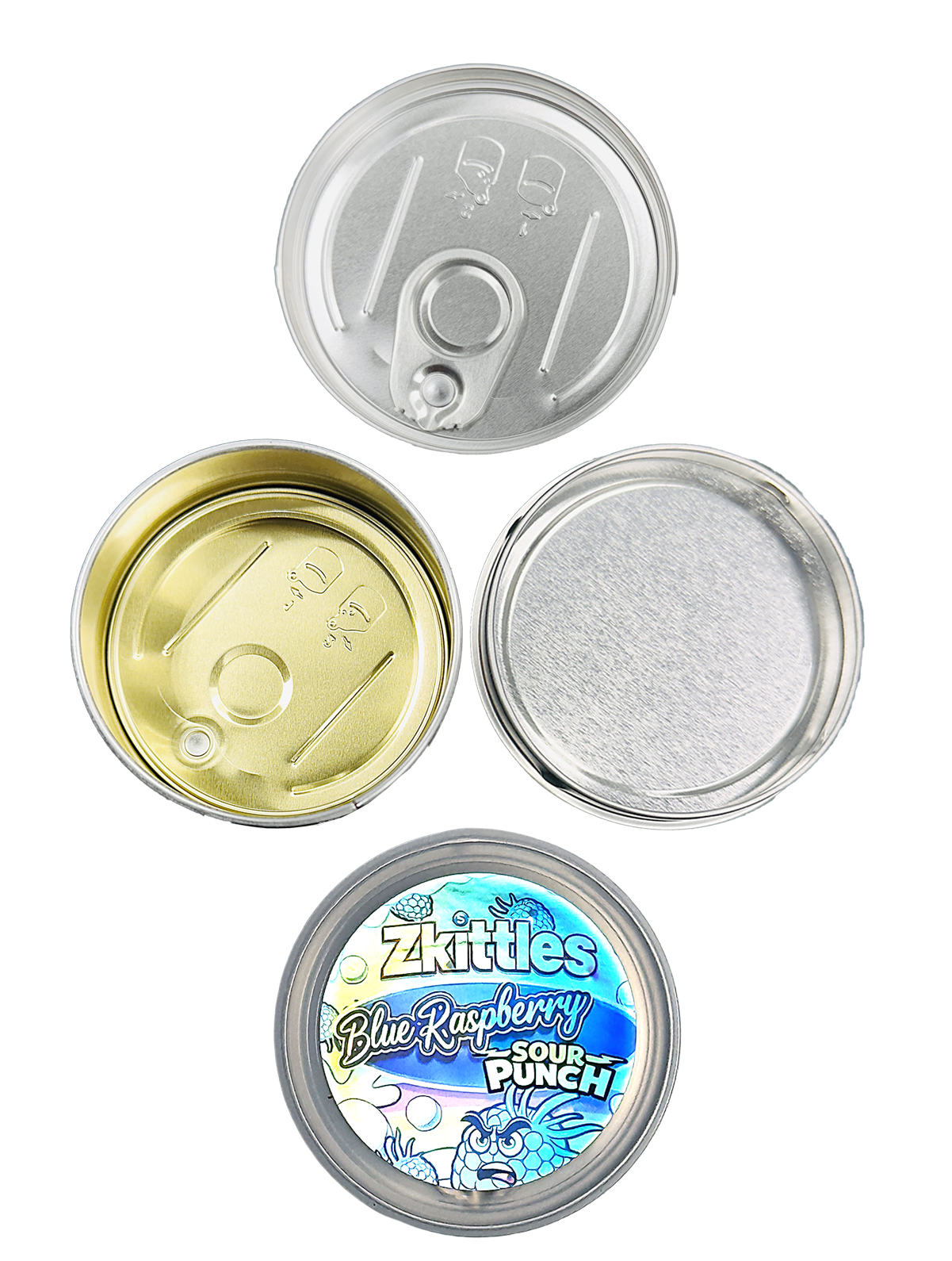 12 Pack - 3.5G Tin Can Style Metal Pull-Top Decorative Storage Containers with Lids - Zkittles Blue Raspberry Sour Punch