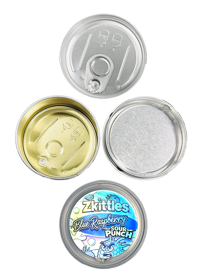 12 Pack - 3.5G Tin Can Style Metal Pull-Top Decorative Storage Containers with Lids - Zkittles Blue Raspberry Sour Punch