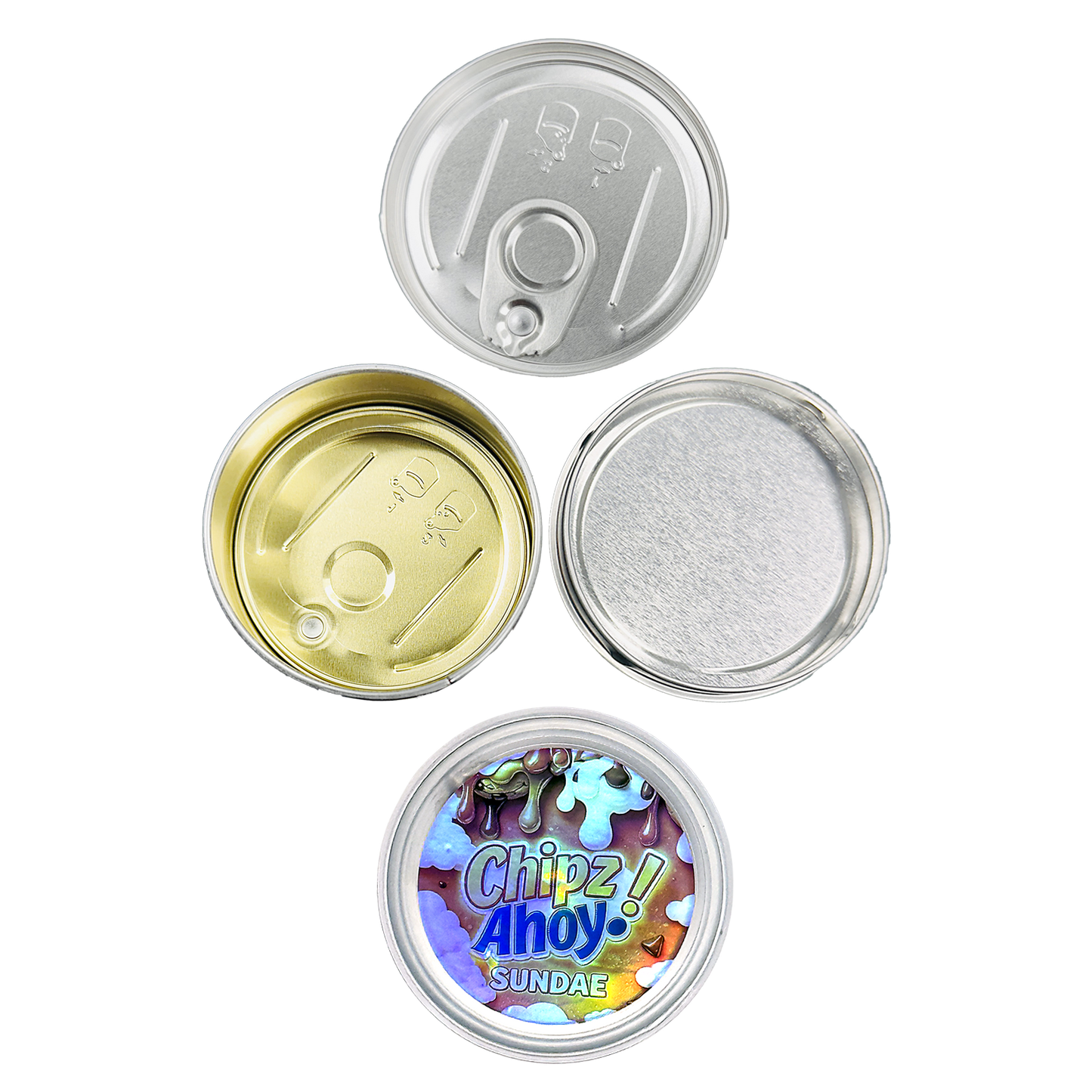 12 Pack - 3.5G Tin Can Style Metal Pull-Top Decorative Storage Containers with Lids - Chipz Ahoy Sundae