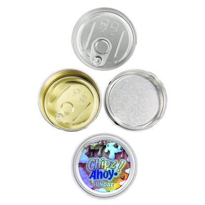 12 Pack - 3.5G Tin Can Style Metal Pull-Top Decorative Storage Containers with Lids - Chipz Ahoy Sundae