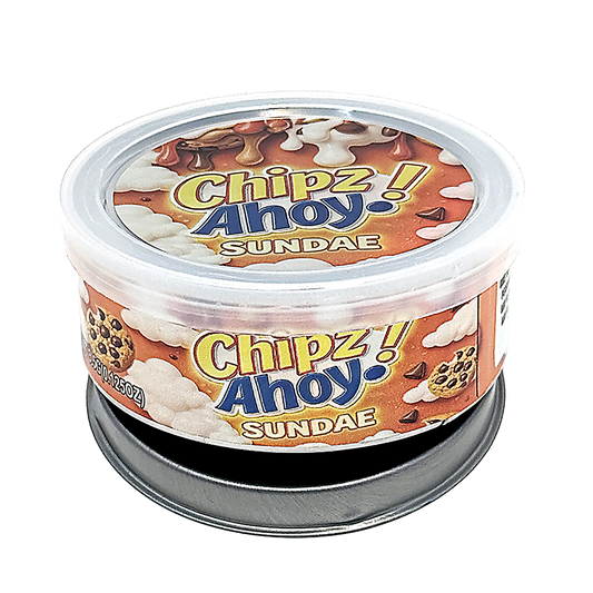 12 Pack - 3.5G Tin Can Style Metal Pull-Top Decorative Storage Containers with Lids - Chipz Ahoy Sundae