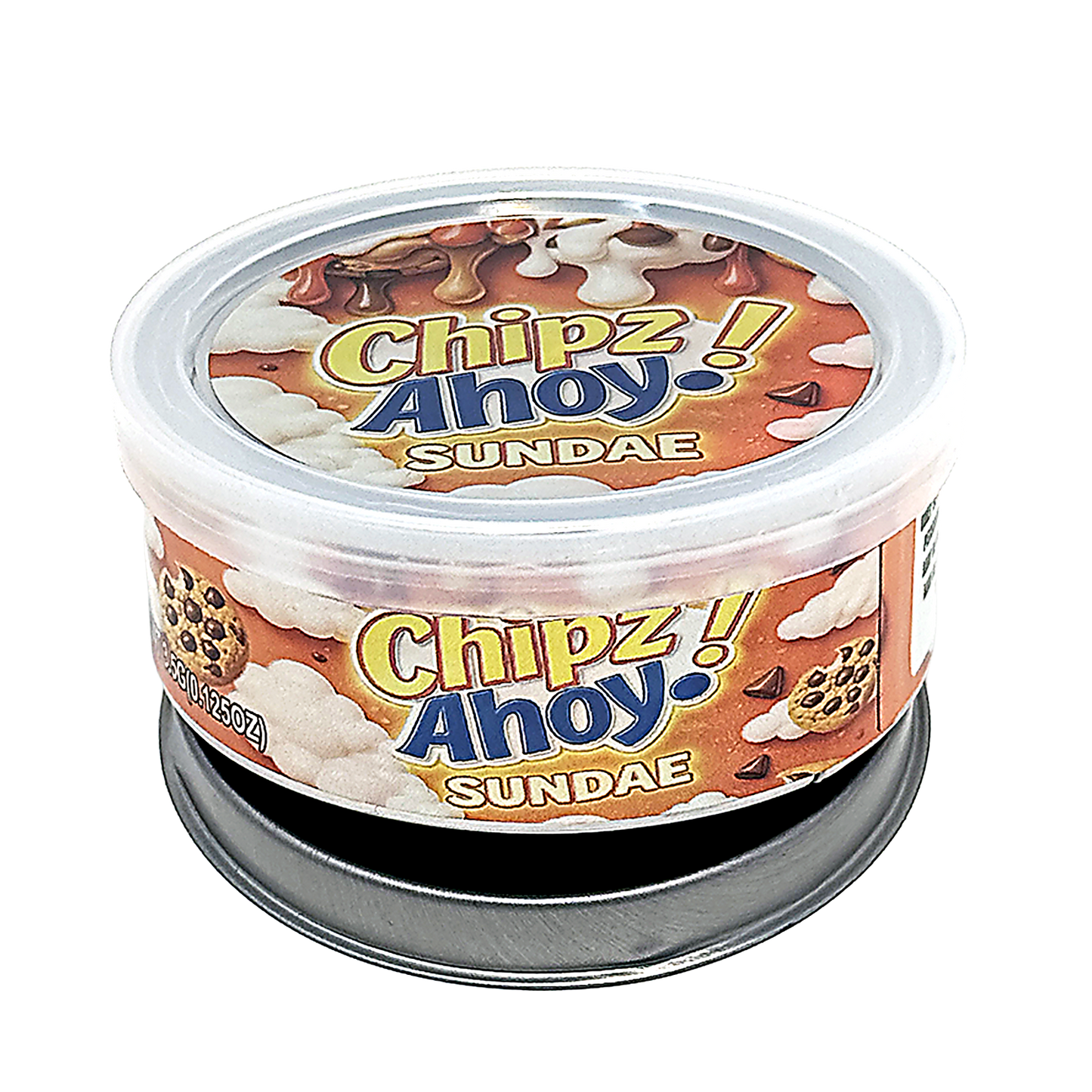 12 Pack - 3.5G Tin Can Style Metal Pull-Top Decorative Storage Containers with Lids - Chipz Ahoy Sundae