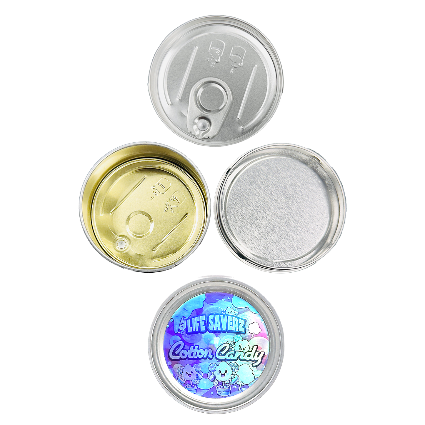 12 Pack - 3.5G Tin Can Style Metal Pull-Top Decorative Storage Containers with Lids - Life Saverz Cotton Candy