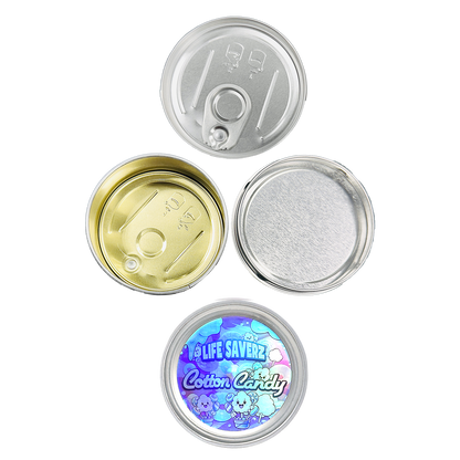 12 Pack - 3.5G Tin Can Style Metal Pull-Top Decorative Storage Containers with Lids - Life Saverz Cotton Candy