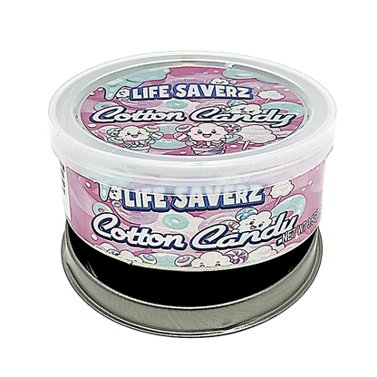 12 Pack - 3.5G Tin Can Style Metal Pull-Top Decorative Storage Containers with Lids - Life Saverz Cotton Candy
