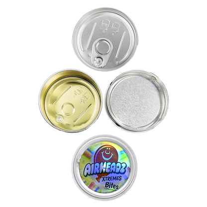 12 Pack - 3.5G Tin Can Style Metal Pull-Top Decorative Storage Containers with Lids - Airheadz Xtreme Bites